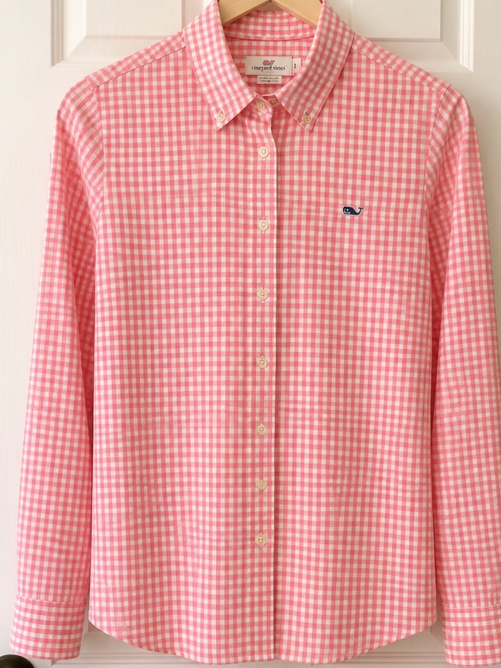 Vineyard Vines Pink and White Gingham Button-Down Shirt